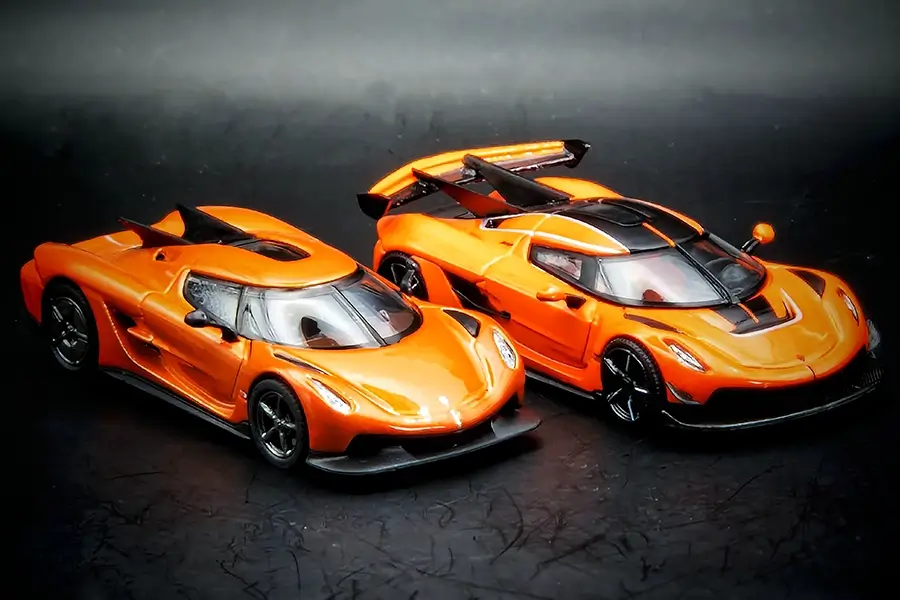 Postercars models in 1:64 scale such as Koenigsegg Jesko Absolut