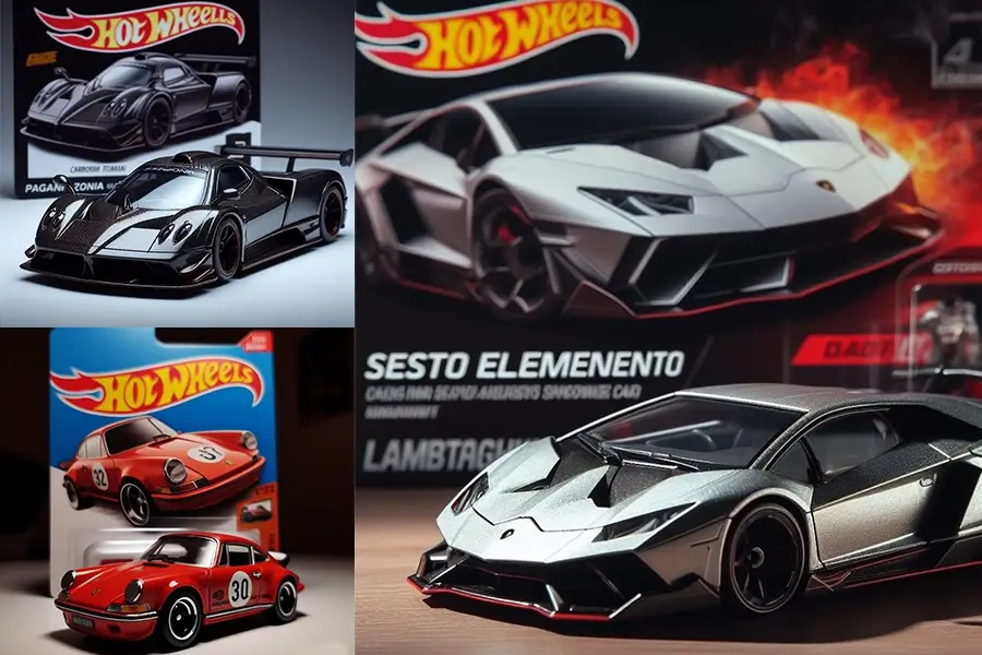 Hot Wheels Porsche, Lamborghini and Pagani made with AI Dall-E Custom